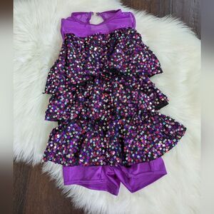 Weissman Sparkling Purple Dance Dress Biketard IC Purple Ballet Leotard Sequin